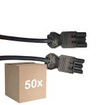 Voordeelpak 50x Noxion GST - Compatibel Verlengkabel Zwart - Mannelijk + Vrouwlijk - 3m - 3 pole 1,5mm2